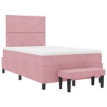 vidaXL Lit Box Spring avec Matelas & Banc Rose 120x200 cm Velours