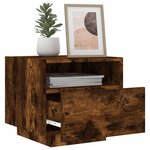 vidaXL Table de chevet avec lumières LED chêne fumé 40x39x37 cm