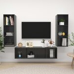 vidaXL Ensemble de meubles TV 3 Pièces Gris brillant Bois d'ingénierie