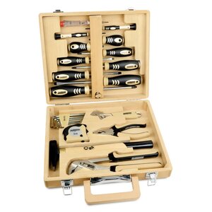 Brüder Mannesmann Ensemble d'outils 24 Pièces Étui en bambou