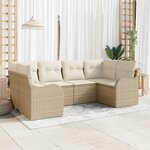 Ensemble de Canapés de Jardin vidaXL à 6 pièces avec Coussins Beige Rattan Poly