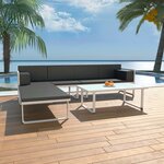 vidaXL Salon de jardin 4 Pièces et coussins Aluminium Noir