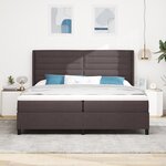 Lit box spring vidaXL avec matelas et LED Marron foncé 200x200 cm Tissu