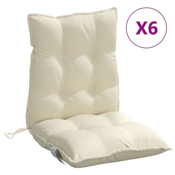 vidaXL Coussins de chaise à dossier bas lot de 6 crème tissu oxford