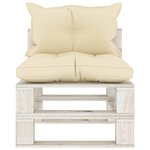 vidaXL Canapé palette de milieu de jardin avec coussins crème Bois