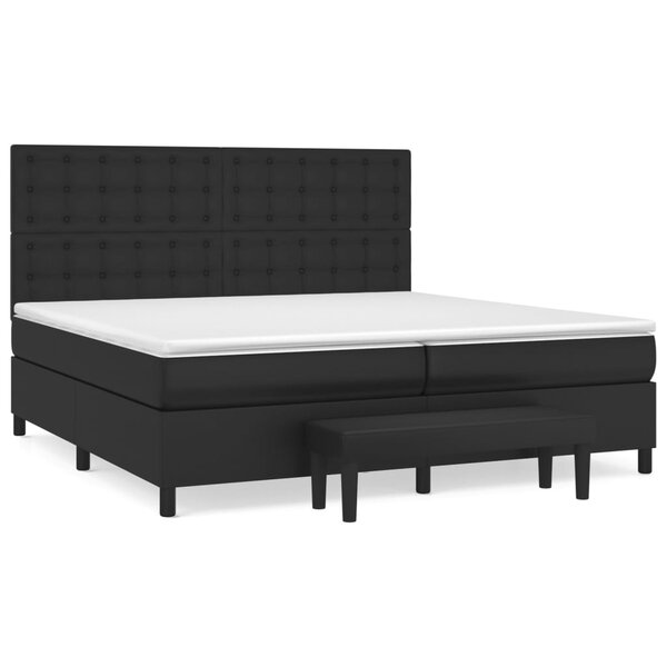 vidaXL Sommier à lattes de lit avec matelas Noir 200x200 cm Similicuir
