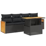 vidaXL Salon de jardin 5 Pièces avec coussins noir résine tressée