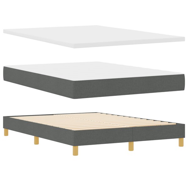 Lit Box Spring vidaXL avec Matelas Gris Foncé 160x200 cm en Tissu