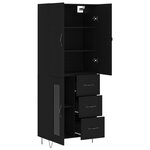 vidaXL Buffet haut Noir 69 5x34x180 cm Bois d'ingénierie
