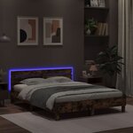 vidaXL Cadre de lit avec tête de lit et LED chêne fumé 150x200 cm