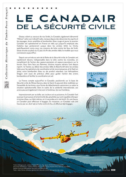 Document philatélique - Le Canadair de la Sécurité civile