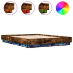 vidaXL Cadre de lit avec lumières LED chêne fumé 135x190 cm