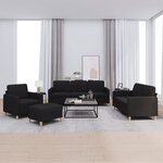 vidaXL Ensemble de canapés 4 Pièces avec coussins Noir Tissu