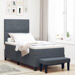 vidaXL Lit à Ressorts avec Matelas & Banc Gris Foncé 100x200 cm Velours
