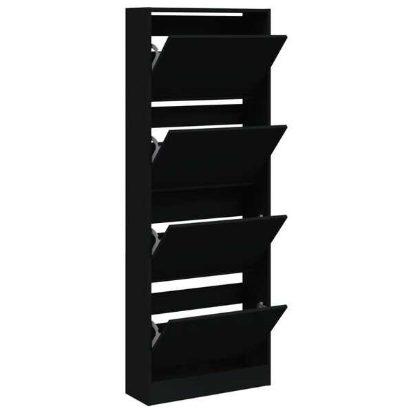 vidaXL Armoire à chaussures noir 60x21x163 5 cm bois d'ingénierie