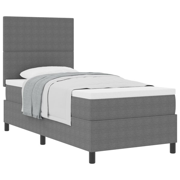 vidaXL Lit box spring avec matelas gris clair 100x200 cm tissu en velours côtelé