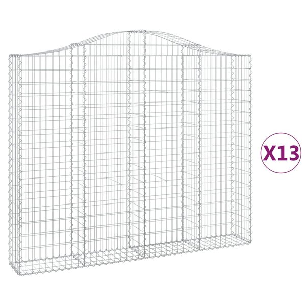vidaXL Paniers à gabions arqués 13 Pièces 200x30x160/180 cm Fer galvanisé