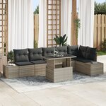vidaXL Ensemble de Canapé de Jardin 7 pièces avec Coussins Gris Clair Rattan Poly