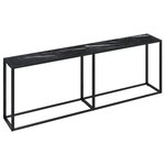 vidaXL Table console Marbre noir 220x35x75 5 cm Verre trempé