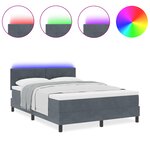 vidaXL Lit à ressort avec matelas et LED Gris foncé 140x190 cm Velours