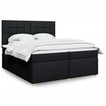 vidaXL Sommier à lattes de lit avec matelas Noir 200x200 cm Tissu