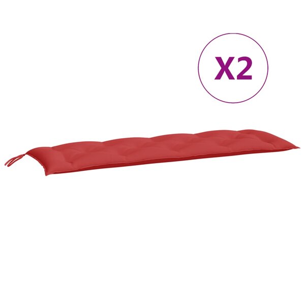 vidaXL Coussins de banc jardin lot de 2 rouge 150x50x7 cm tissu Oxford