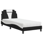 vidaXL Lit avec matelas noir et blanc 80x200 cm similicuir