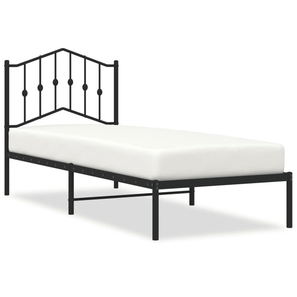 vidaXL Cadre de lit métal avec tête de lit noir 90x190 cm