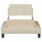 vidaXL Cadre de lit avec tête de lit sans matelas crème 90x200cm tissu