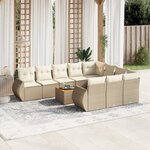 vidaXL Salon de jardin 11 Pièces avec coussins beige résine tressée