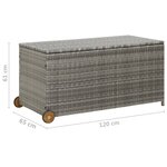 vidaXL Boîte de rangement de jardin gris clair 120x65x61 cm rotin