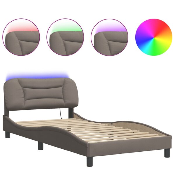 vidaXL Cadre de lit avec LED sans matelas taupe 100x200 cm tissu