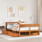 vidaXL Cadre de lit sans matelas cire marron 135x190cm bois pin massif