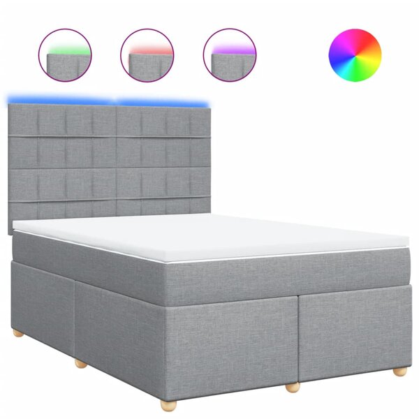 vidaXL Sommier à lattes de lit avec matelas Gris clair 140x190cm Tissu