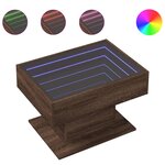 vidaXL Table basse avec LED chêne marron 70x50x45 cm bois d'ingénierie
