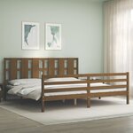 vidaXL Cadre de lit avec tête de lit marron miel 200x200cm bois massif