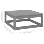 vidaXL Repose-pieds de jardin avec coussins lot de 2 Gris Bois de pin