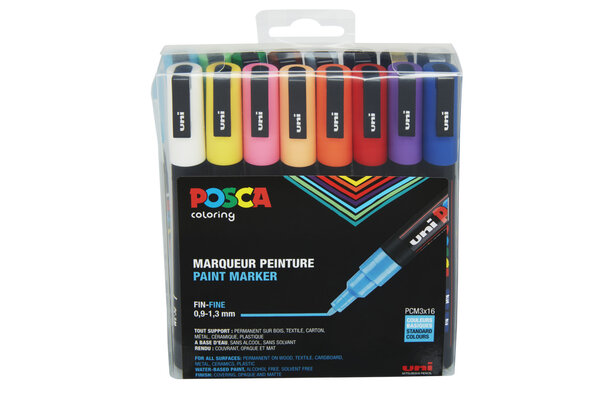 Marqueurs Posca PC3M Pointe conique fine Dark 16 pièces