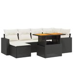 vidaXL Salon de jardin 7 Pièces avec coussins noir résine tressée