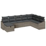 vidaXL Set de canapés de jardin de 8 pièces avec coussins en rattan gris