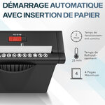 Destructeur de Documents 7L- ACROPAQ- Coupe Droite- Broyeur 4 Feuilles A4 à la fois- Arrêt Automatique