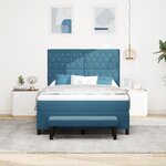 vidaXL Lit à Ressorts avec Matelas & Banc Bleu Foncé 160x200 cm Velours