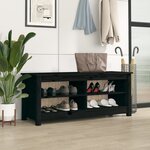vidaXL Banc à chaussures Noir 110x38x45 5 cm Bois de pin massif