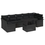 Ensemble de Canapés de Jardin 8 Pièces avec Coussins en Rattan Poly Noir