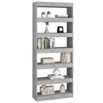vidaXL Bibliothèque/Séparateur de pièce Gris béton Bois d'ingénierie