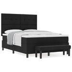 vidaXL Lit à ressorts avec matelas et banc noir 140x200 cm tissu