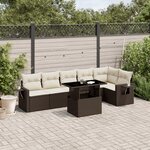 vidaXL Salon de jardin avec coussins 7 Pièces marron résine tressée