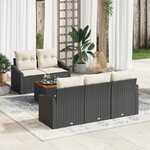 vidaXL Ensemble de Canapé de Jardin de 6 Pièces avec Coussins Noir Poly Rattan Acacia