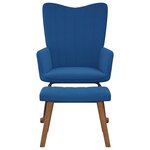 vidaXL Chaise à bascule avec repose-pied Bleu Velours