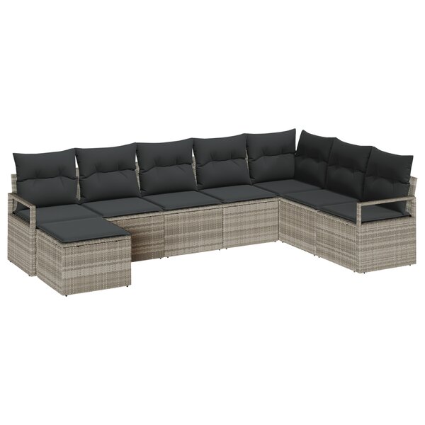 Ensemble de canapé de jardin 8 pièces vidaXL avec coussins Gris clair Poly Rattan